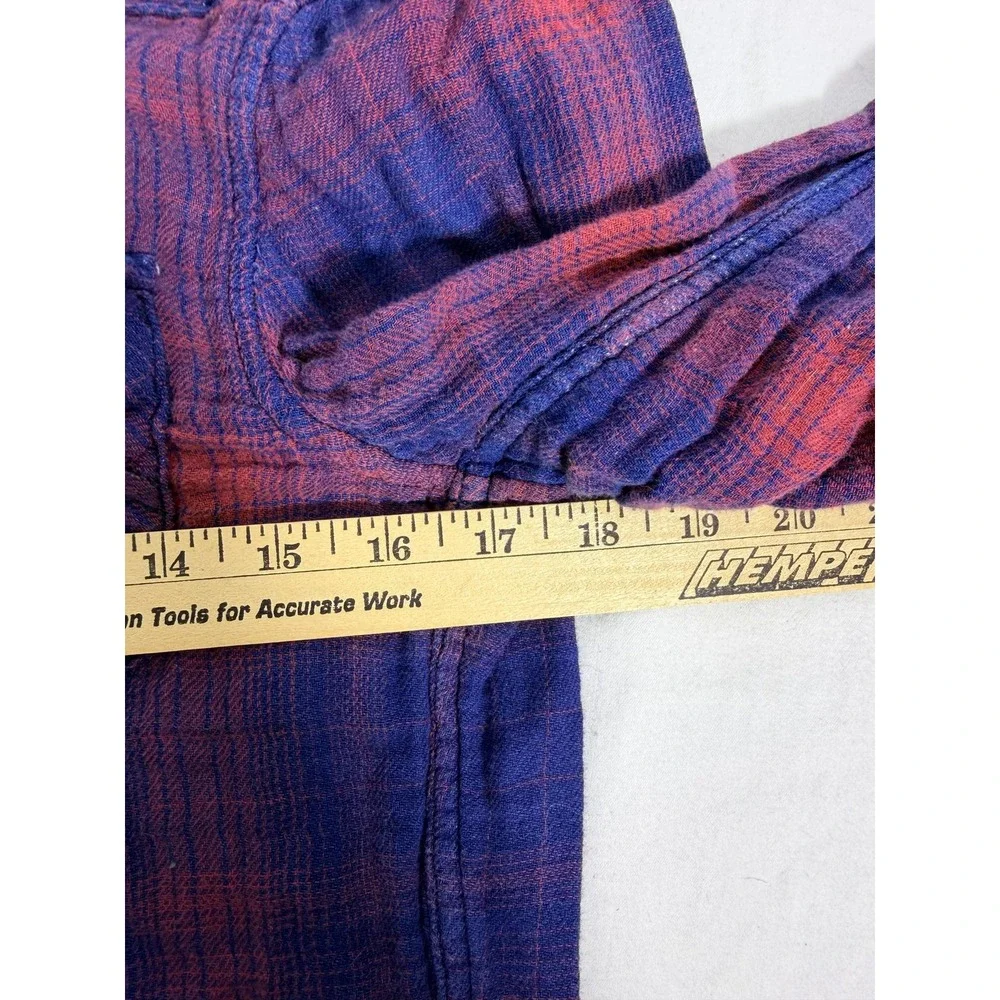 True Religion Shirt Mens Small Blue Red‎ Plaid Flannel Western Slim Long Sleeve